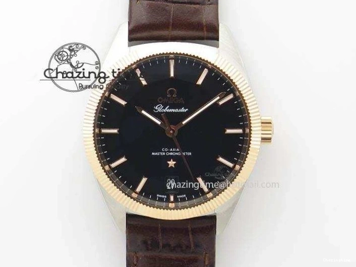 0318 HighQuality Constellation 131.33.41.21.03.001 YG TW Best Edition Black Dial On Gummy Strap A 7871